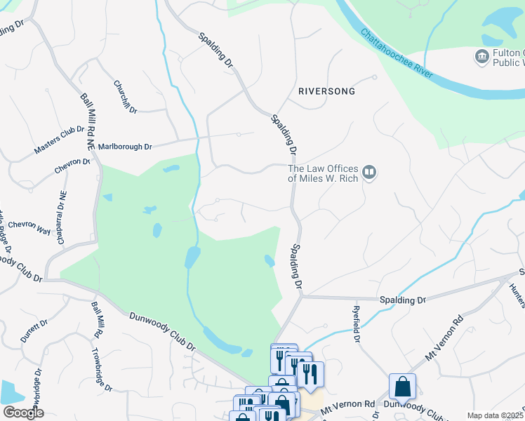 map of restaurants, bars, coffee shops, grocery stores, and more near 530 Old Cobblestone Drive in Sandy Springs