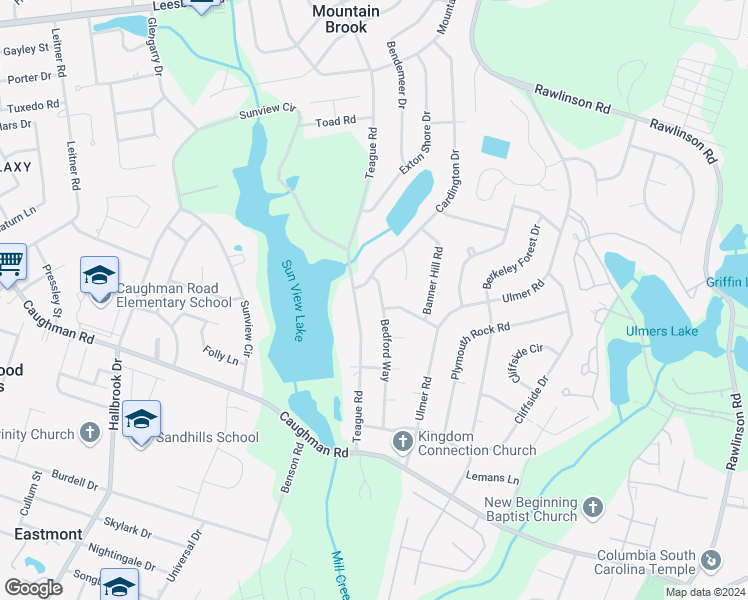 map of restaurants, bars, coffee shops, grocery stores, and more near 2205 Bedford Way in Columbia