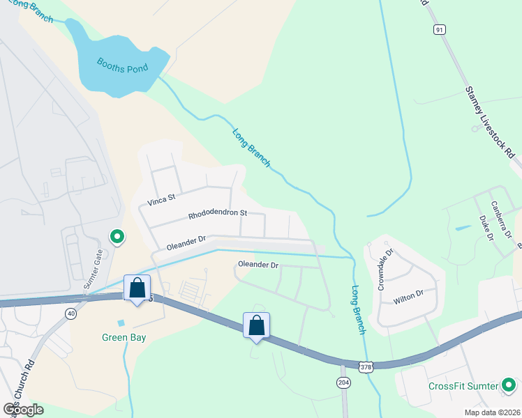 map of restaurants, bars, coffee shops, grocery stores, and more near 3645 Rhododendron Street in Sumter