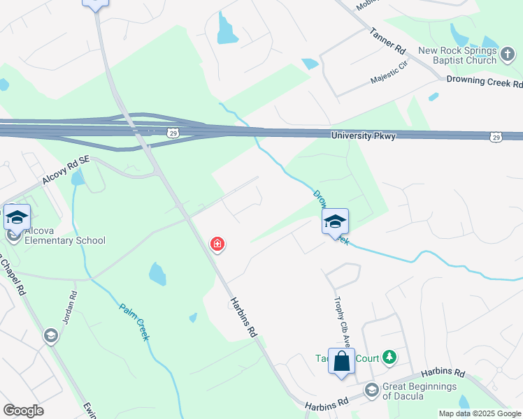 map of restaurants, bars, coffee shops, grocery stores, and more near 2498 Courtney Renea Drive in Dacula