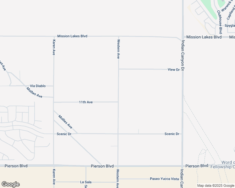map of restaurants, bars, coffee shops, grocery stores, and more near Western Avenue in Desert Hot Springs