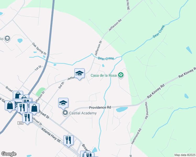 map of restaurants, bars, coffee shops, grocery stores, and more near 216 Jefferson Street in Statham