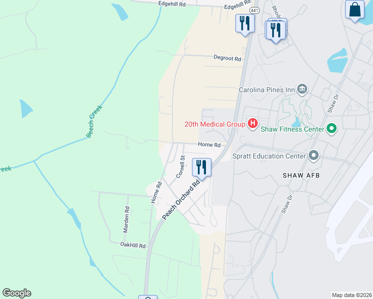 map of restaurants, bars, coffee shops, grocery stores, and more near 1 Country Squire Court in Sumter