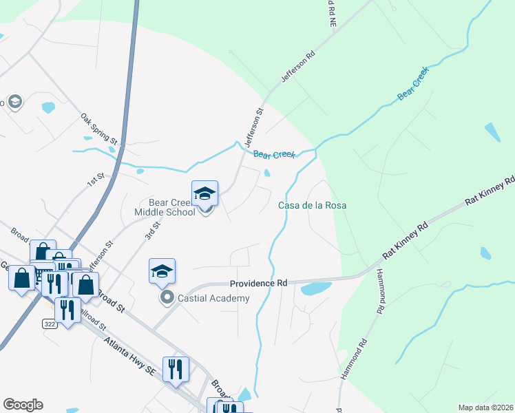 map of restaurants, bars, coffee shops, grocery stores, and more near 220 Jefferson Street in Statham