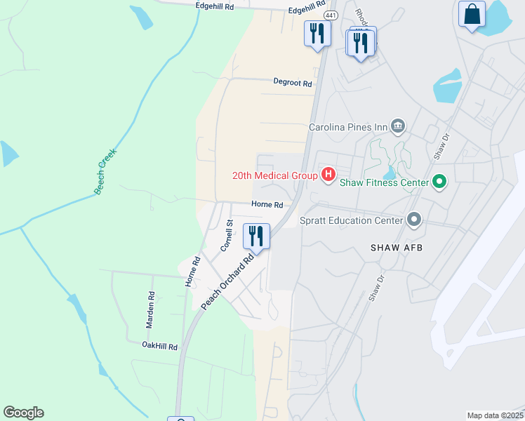 map of restaurants, bars, coffee shops, grocery stores, and more near 9 Country Squire Court in Sumter