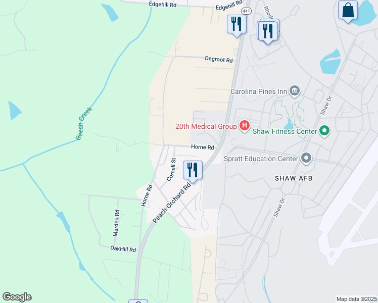 map of restaurants, bars, coffee shops, grocery stores, and more near 9 Country Squire Court in Sumter