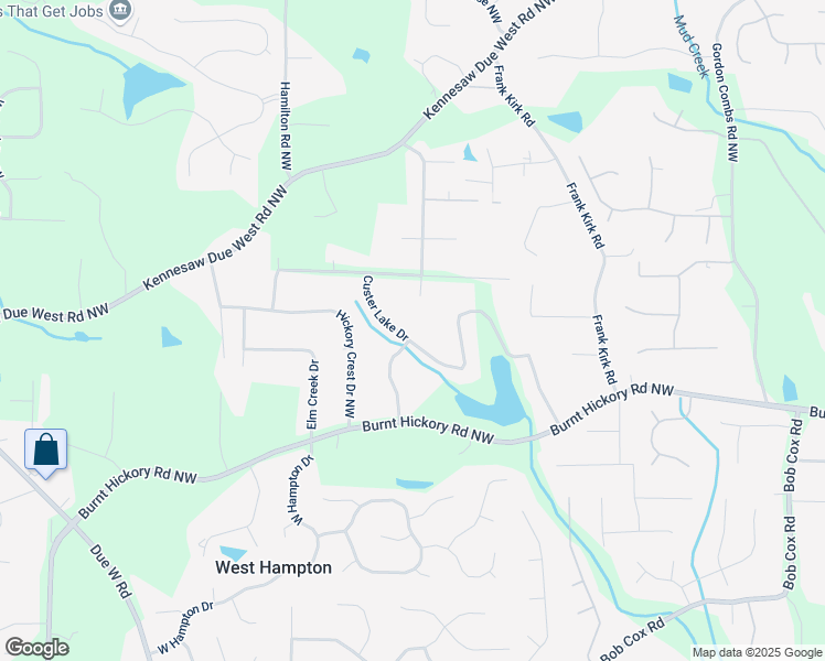map of restaurants, bars, coffee shops, grocery stores, and more near 3290 Custer Lake Drive Northwest in Marietta