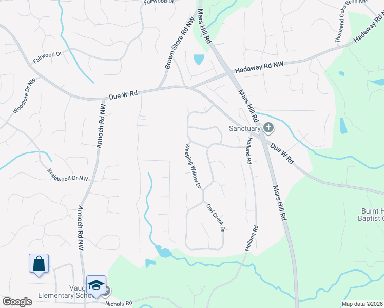 map of restaurants, bars, coffee shops, grocery stores, and more near 816 Weeping Willow Drive in Powder Springs
