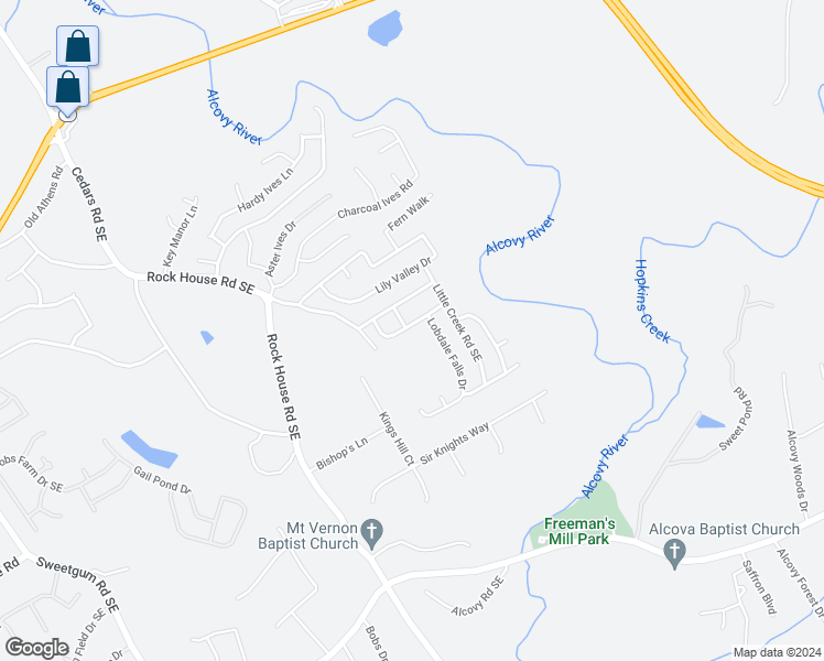 map of restaurants, bars, coffee shops, grocery stores, and more near 1563 Little Creek Drive in Lawrenceville