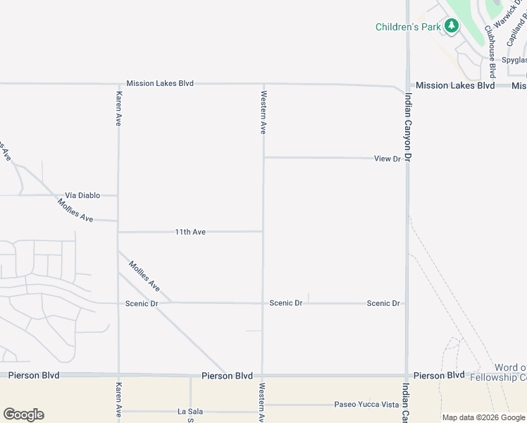 map of restaurants, bars, coffee shops, grocery stores, and more near Western Avenue in Desert Hot Springs