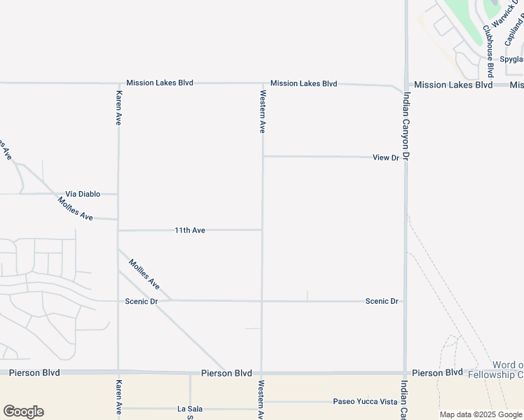 map of restaurants, bars, coffee shops, grocery stores, and more near Western Avenue in Desert Hot Springs
