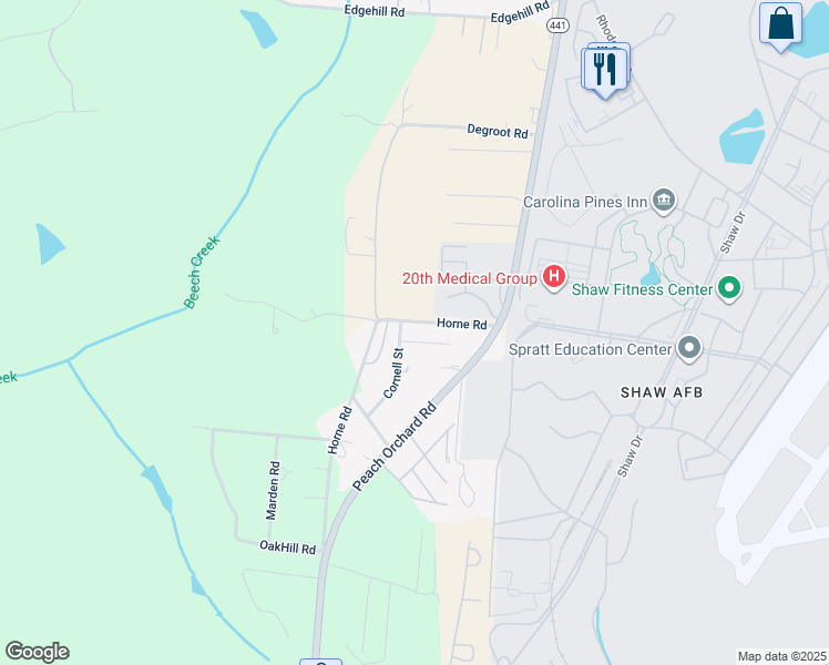 map of restaurants, bars, coffee shops, grocery stores, and more near 2 Country Squire Court in Sumter