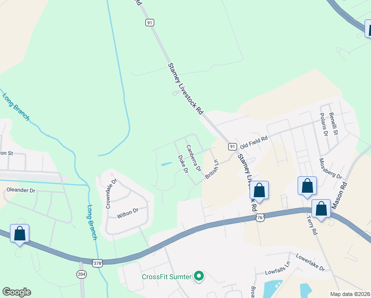 map of restaurants, bars, coffee shops, grocery stores, and more near 1820 Duke Drive in Sumter