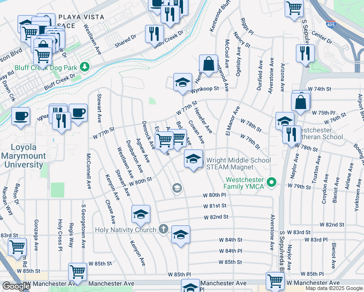 map of restaurants, bars, coffee shops, grocery stores, and more near 7920 Anise Avenue in Los Angeles
