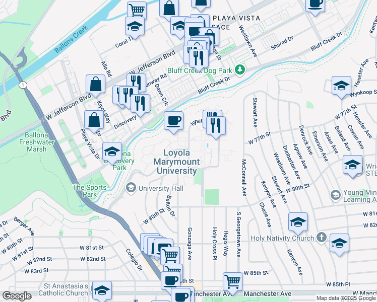 map of restaurants, bars, coffee shops, grocery stores, and more near 3619 Hughes Terrace in Los Angeles