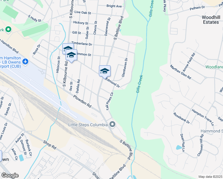 map of restaurants, bars, coffee shops, grocery stores, and more near 1511 Tall Pines Circle in Columbia