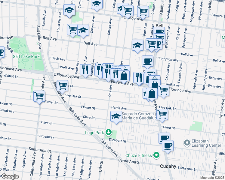 map of restaurants, bars, coffee shops, grocery stores, and more near 7213 Otis Avenue in Cudahy