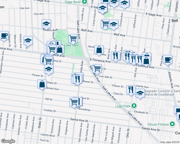 map of restaurants, bars, coffee shops, grocery stores, and more near 3610 Walnut Street in Cudahy