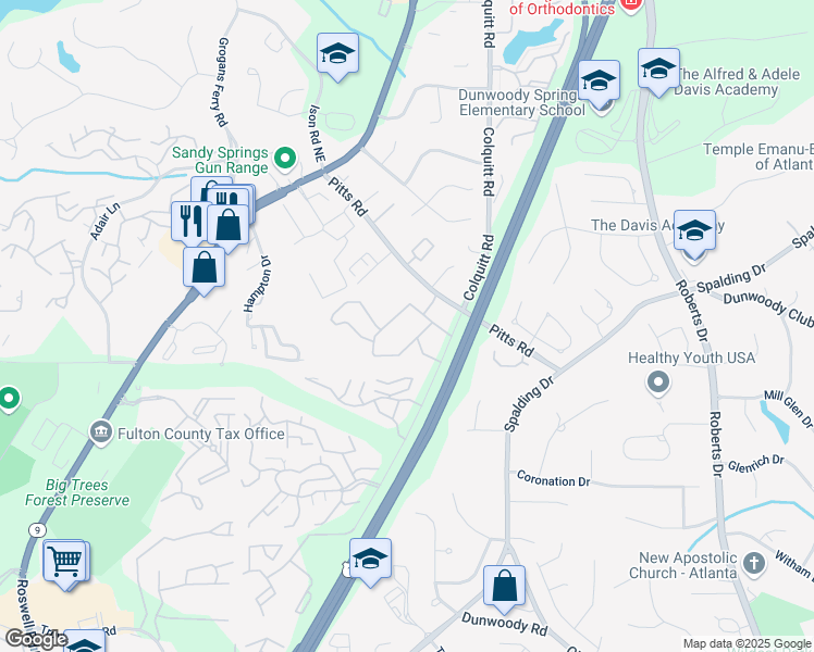 map of restaurants, bars, coffee shops, grocery stores, and more near 1010 Brentwood Way in Atlanta