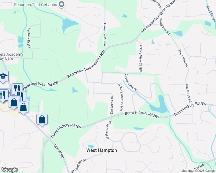map of restaurants, bars, coffee shops, grocery stores, and more near 730 Oakley Drive Northwest in Marietta