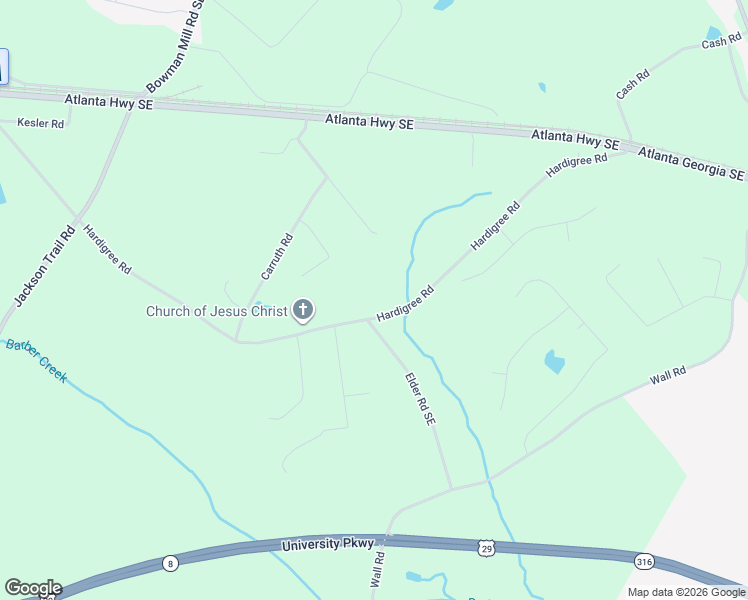 map of restaurants, bars, coffee shops, grocery stores, and more near 1496 Hardigree Road in Winder