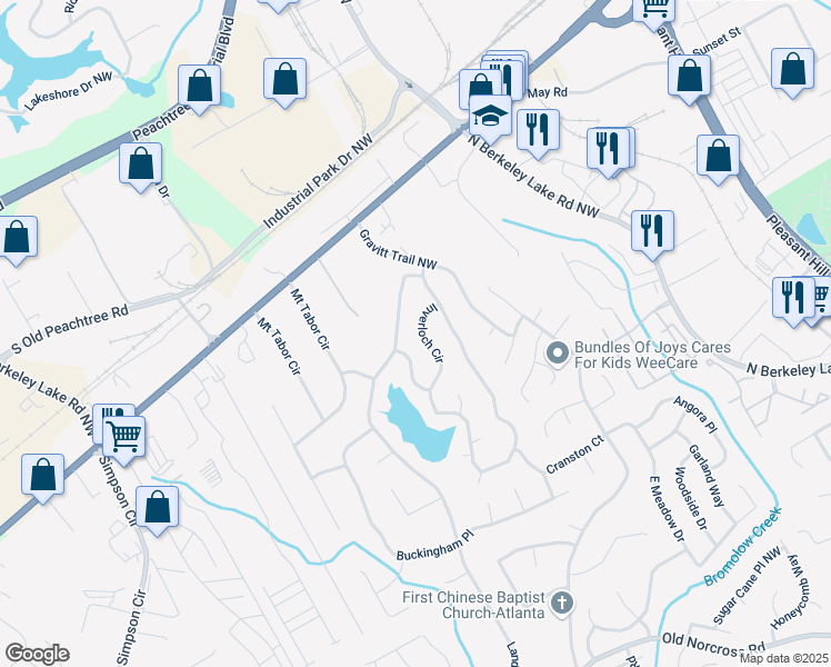 map of restaurants, bars, coffee shops, grocery stores, and more near 2972 Inverloch Circle in Duluth