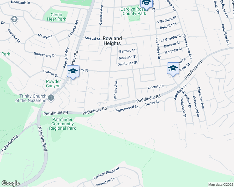 map of restaurants, bars, coffee shops, grocery stores, and more near 2718 Recinto Avenue in La Puente
