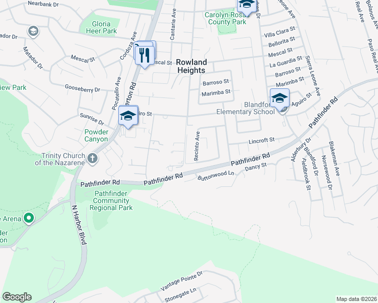 map of restaurants, bars, coffee shops, grocery stores, and more near 2711 Batson Avenue in Rowland Heights