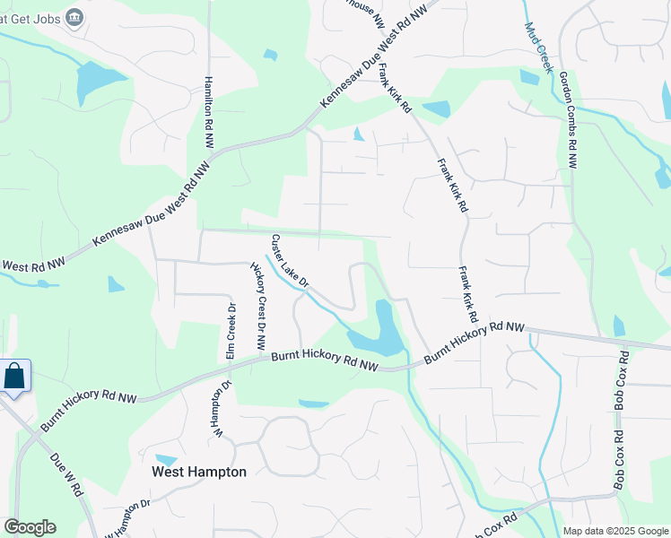 map of restaurants, bars, coffee shops, grocery stores, and more near 3226 Custer Lake Drive Northwest in Marietta