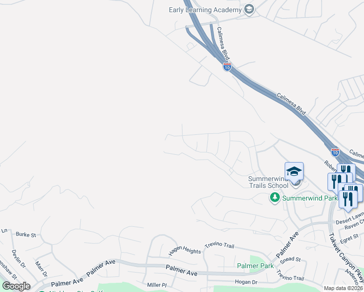 map of restaurants, bars, coffee shops, grocery stores, and more near 1148 Coriander Street in Calimesa