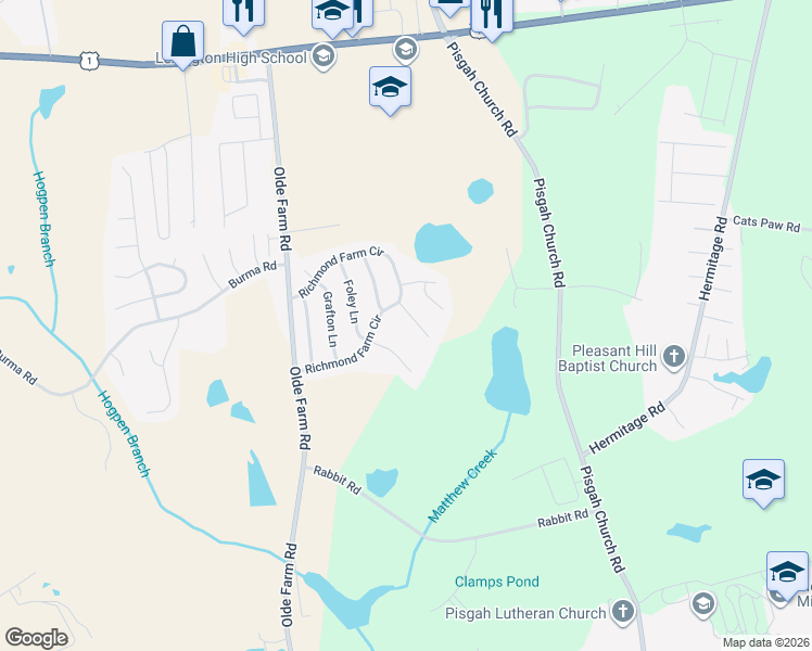map of restaurants, bars, coffee shops, grocery stores, and more near 409 Richmond Farm Court in Lexington