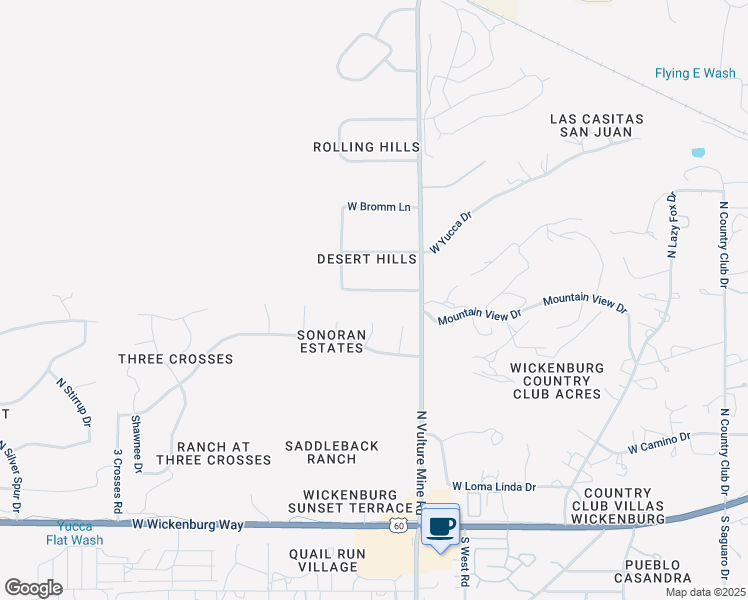 map of restaurants, bars, coffee shops, grocery stores, and more near 2075 West Silverlode Drive in Wickenburg