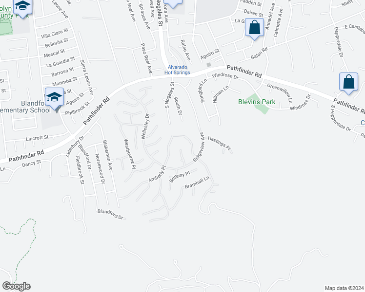 map of restaurants, bars, coffee shops, grocery stores, and more near 2502 Windsor Place in Rowland Heights