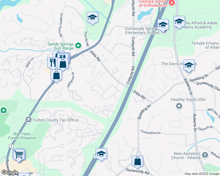 map of restaurants, bars, coffee shops, grocery stores, and more near 1010 Brentwood Way in Atlanta