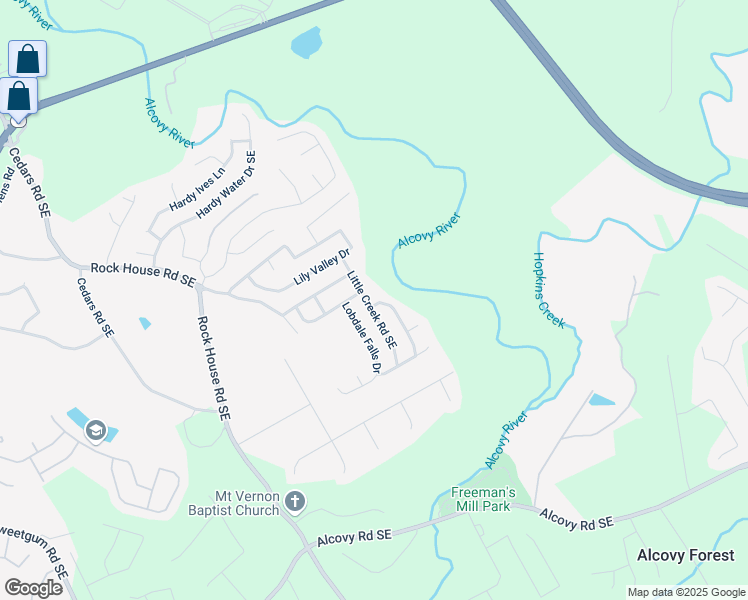 map of restaurants, bars, coffee shops, grocery stores, and more near 320 Little Creek Road Southeast in Lawrenceville