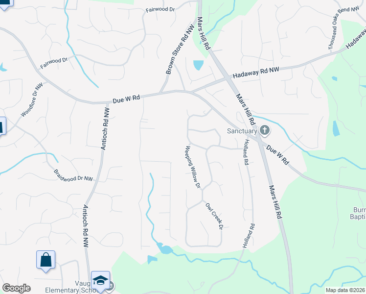map of restaurants, bars, coffee shops, grocery stores, and more near 823 Weeping Willow Drive in Powder Springs
