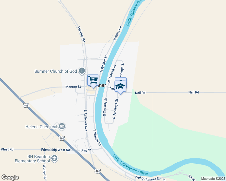 map of restaurants, bars, coffee shops, grocery stores, and more near 311 Tate Street in Sumner