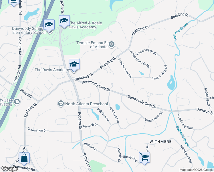 map of restaurants, bars, coffee shops, grocery stores, and more near 960 Fenimore Circle in Sandy Springs