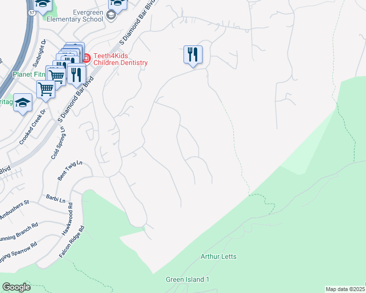 map of restaurants, bars, coffee shops, grocery stores, and more near 2832 Oak Knoll Drive in Diamond Bar
