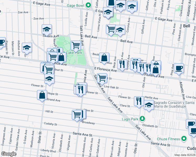 map of restaurants, bars, coffee shops, grocery stores, and more near 3610 Walnut Street in Cudahy