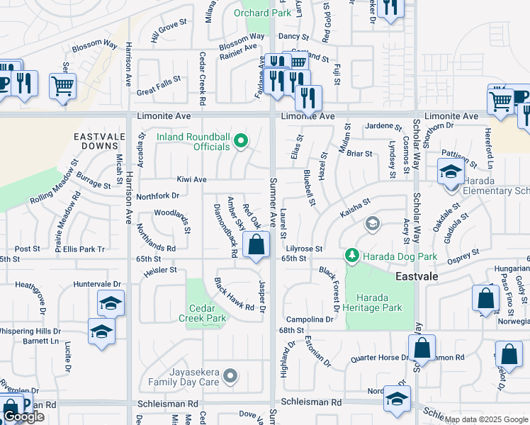 map of restaurants, bars, coffee shops, grocery stores, and more near 13435 Fox Hollow Circle in Corona