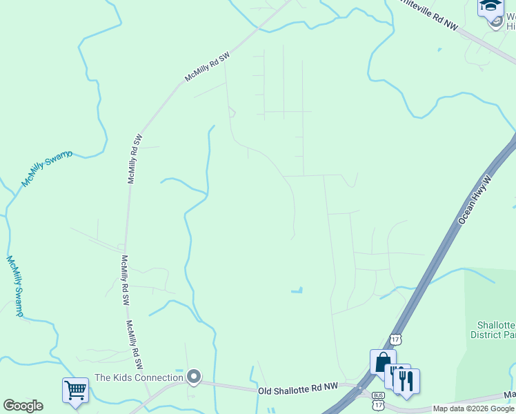 map of restaurants, bars, coffee shops, grocery stores, and more near 431 Tryon Road Northwest in Shallotte