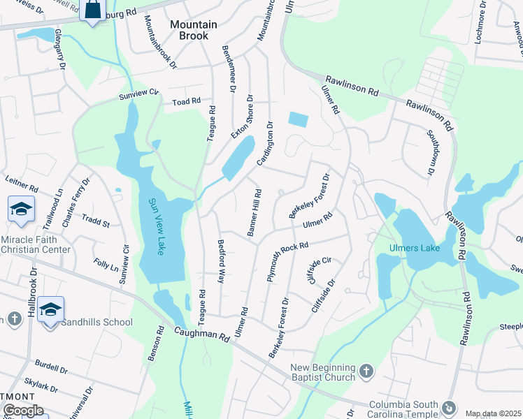 map of restaurants, bars, coffee shops, grocery stores, and more near 2600 Banner Hill Road in Columbia