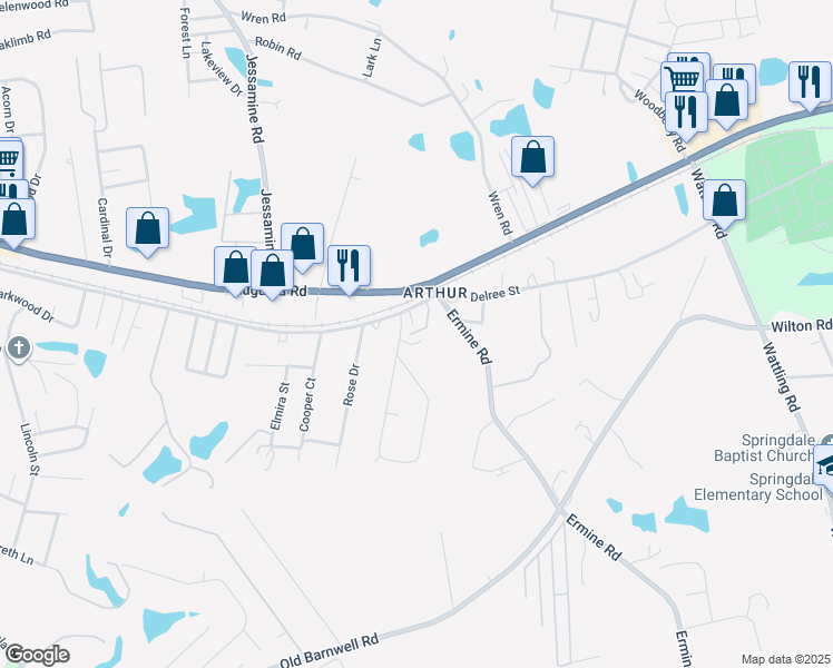 map of restaurants, bars, coffee shops, grocery stores, and more near 1077 Whispering Hope Lane in West Columbia
