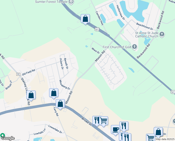 map of restaurants, bars, coffee shops, grocery stores, and more near County Road 673 in Oswego