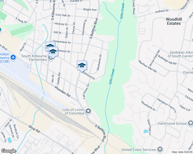 map of restaurants, bars, coffee shops, grocery stores, and more near 1340R Glenhaven Drive in Columbia