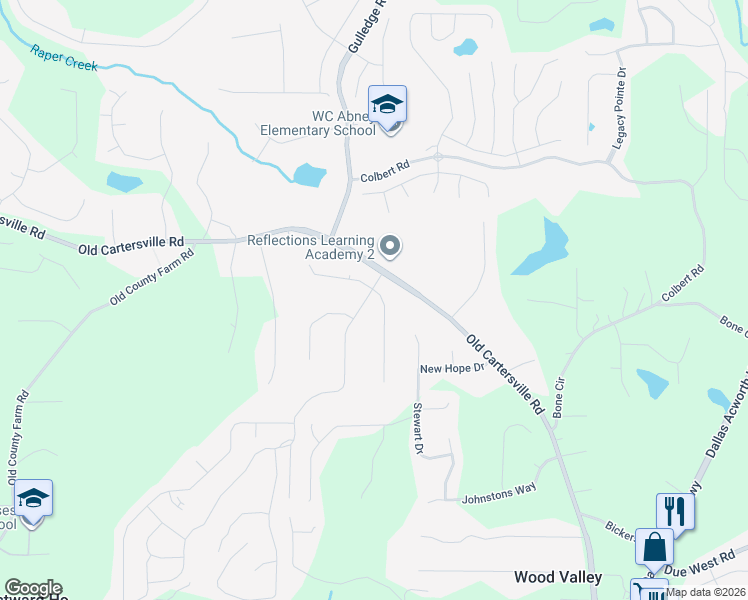 map of restaurants, bars, coffee shops, grocery stores, and more near 1544 Chester Harris Drive in Dallas