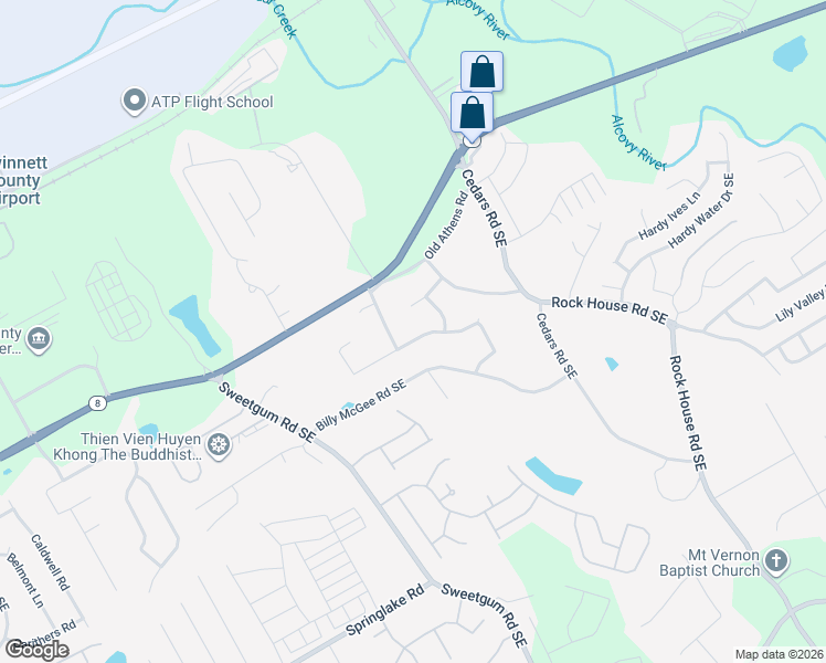 map of restaurants, bars, coffee shops, grocery stores, and more near 70 Bacchus Drive in Lawrenceville