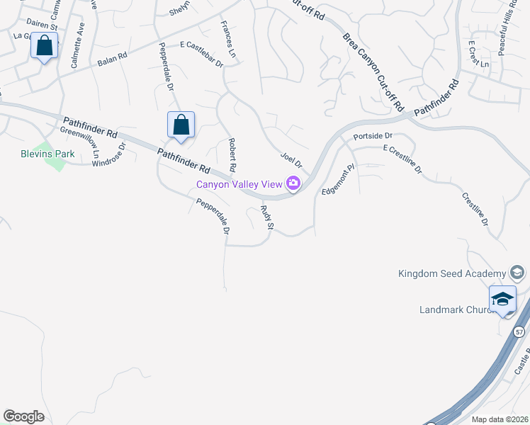 map of restaurants, bars, coffee shops, grocery stores, and more near 2604 Rudy Street in Rowland Heights