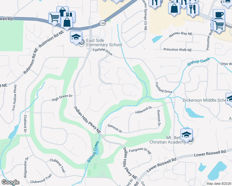 map of restaurants, bars, coffee shops, grocery stores, and more near 860 Muirfield Trce in Marietta